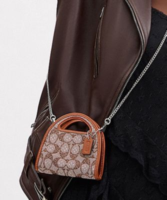 ＜COACH＞トップ　ハンドル　カード　ケース・クリスタル　シグネチャー　ジャカード